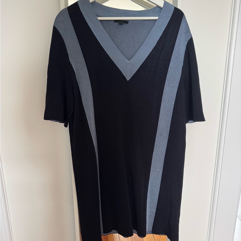 Black and Gray V-Neck Dress
